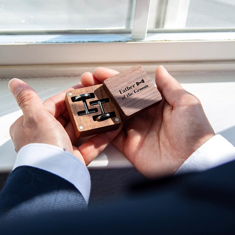 MUUJEE Cufflinks with Engraved Wood Gift Box - Image 4